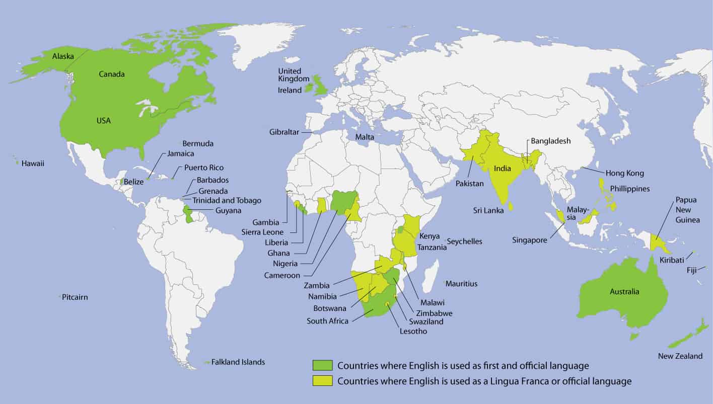 English is very popular as the second language worldwide. Image source: ndla.no