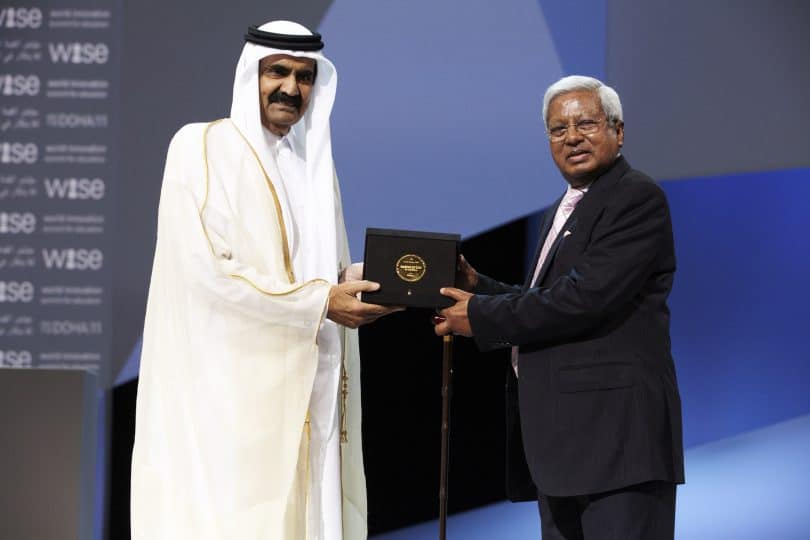 Sir Fazle Hasan Abed, the founder and chairperson of BRAC, was honoured with the third World Innovation Summit for Education (WISE) in Doha. Photo source: BRAC Blog